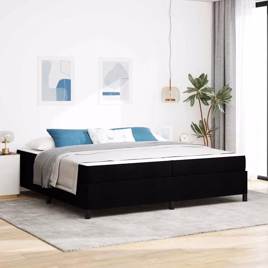 Letto a molle vidaXL con materasso in tessuto nero L/P/H: 200 x 200 x 280 cm – 1