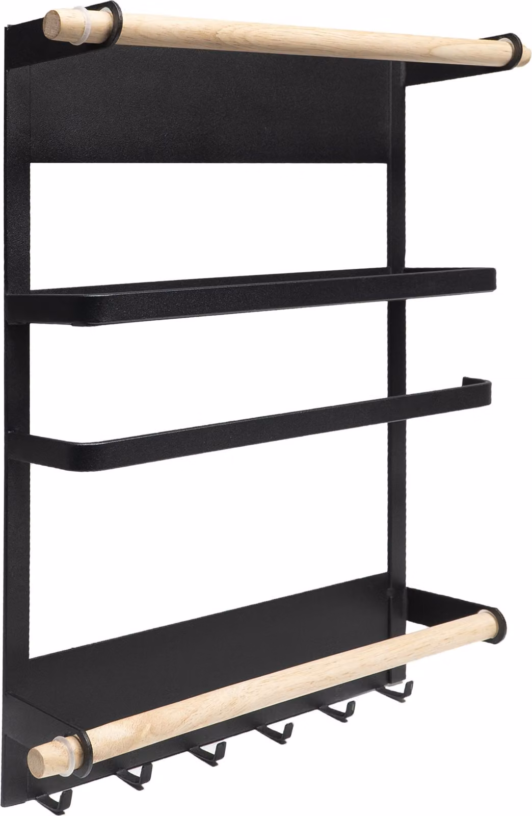 QUVIO Scaffale da cucina magnetico in metallo - Scaffale da cucina per erbe, asciugamani e cucchiai da portata - Nero