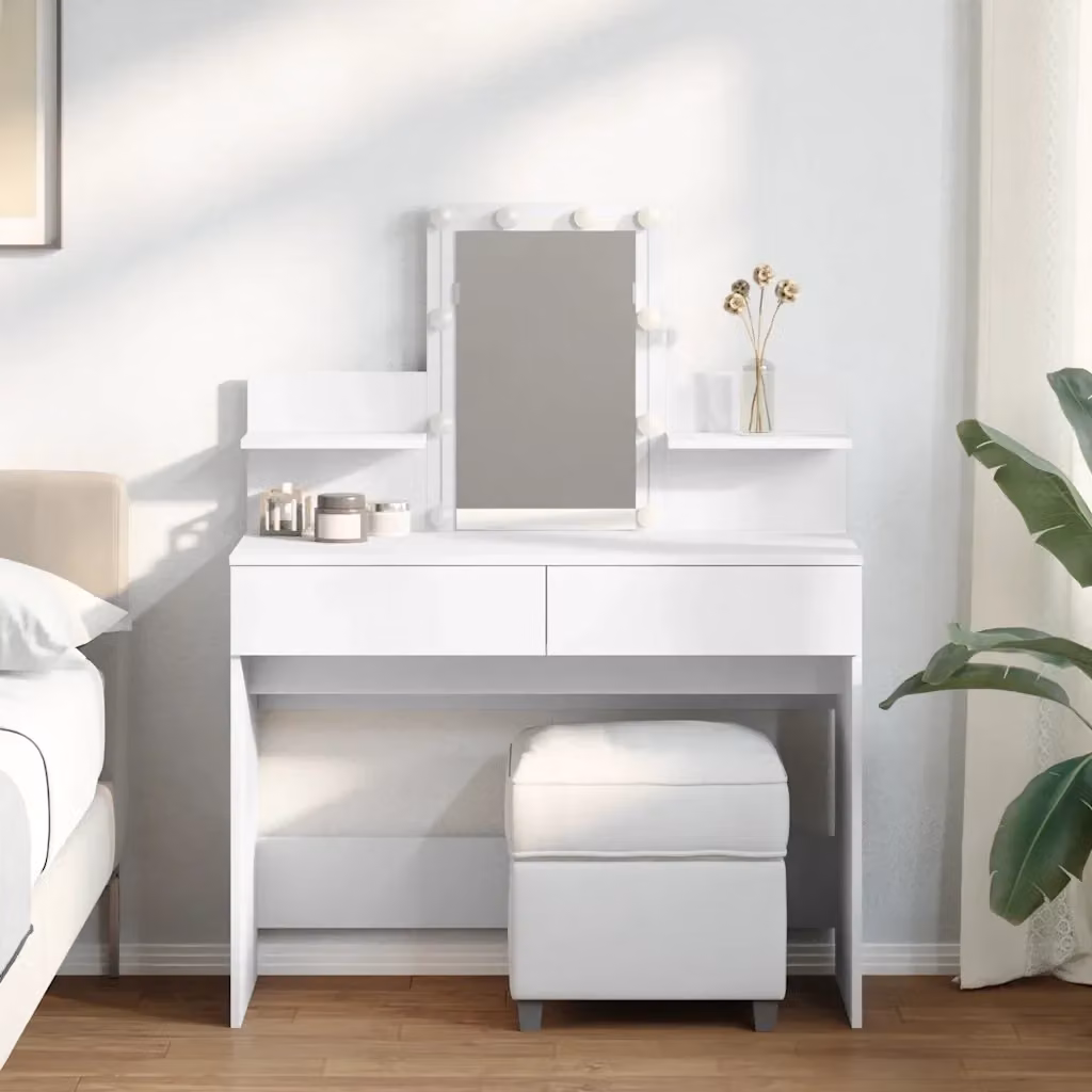 Toeletta Hollywood con LED Bianco e Finitura Lucida L: 100 cm, P: 40 cm, H: 130 cm – 2