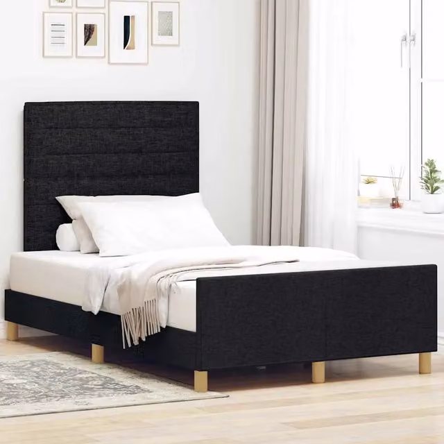 Struttura del letto con testiera Nero 120 x 200 cm Tessuto 3344643