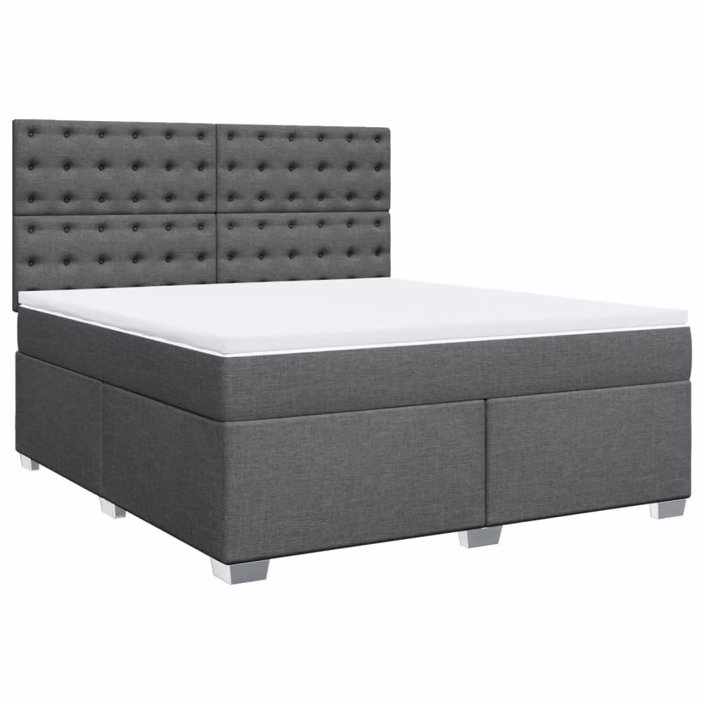 Giroletto a Molle con Materasso Grigio Scuro 180x200 cm Tessuto