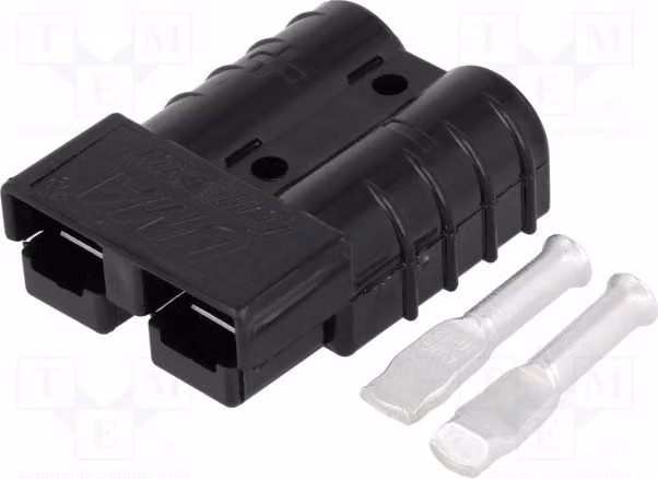 1 connettore a spina: 2 poli, collegamento 48V, compatibile con cavi per correnti di 50A, modello 1130-0201-06, corrente continua (DC)