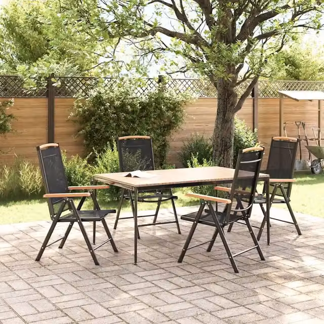 Sedie da Giardino Pieghevoli 4 pz | Sedie da Esterno in Alluminio e Textilene Nere