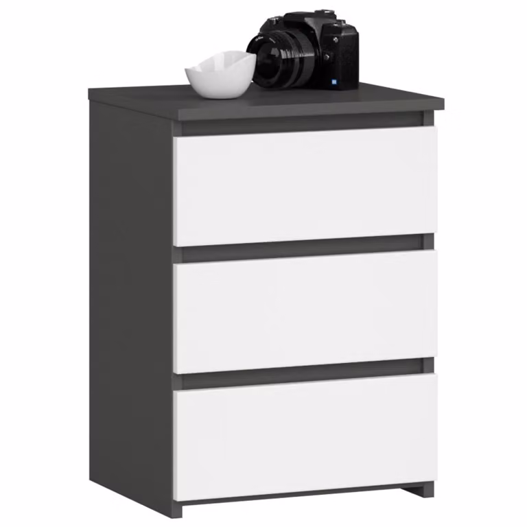 Comò a 3 cassetti Comò organizer Comò con cassetti, larghezza 40 cm, altezza 57 cm | bianco grafite, legno, credenza alta, credenza, mobile stretto