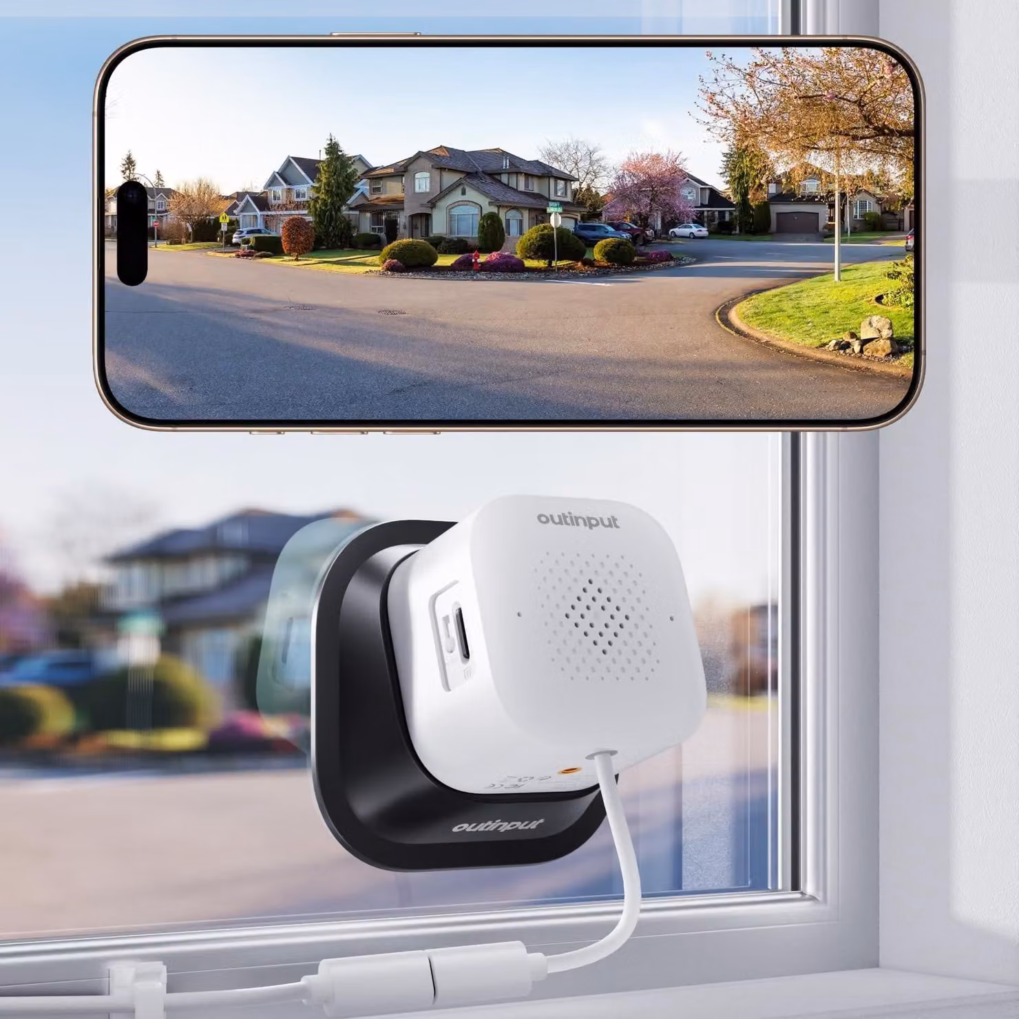 Telecamera da finestra - Telecamera di sorveglianza esterna 2K 3MP - Wi-Fi 2.4GHz e 5GHz - Visione notturna a colori - Supporto magnetico