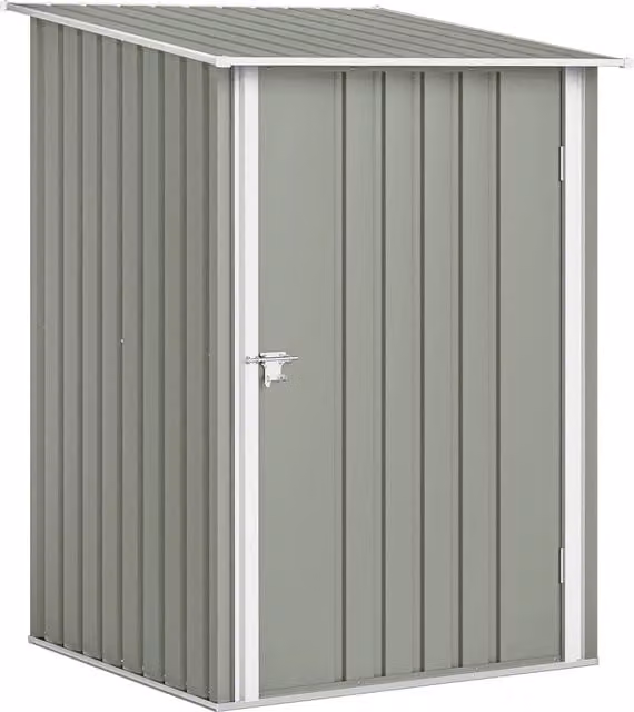 Casetta da Giardino Minimal in Acciaio Zincato Grigio Chiaro L: 100 cm, P: 104 cm, H: 160 cm