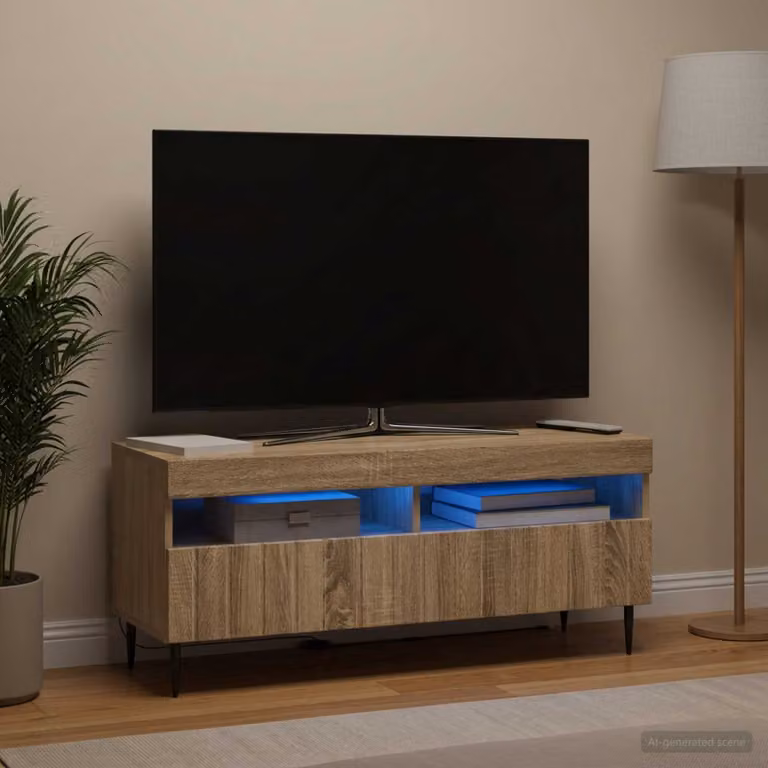 Mobile TV LED vidaXL ZWOLLE in Rovere Sonoma con illuminazione integrata L 100 cm x P 35 cm x H 43 cm