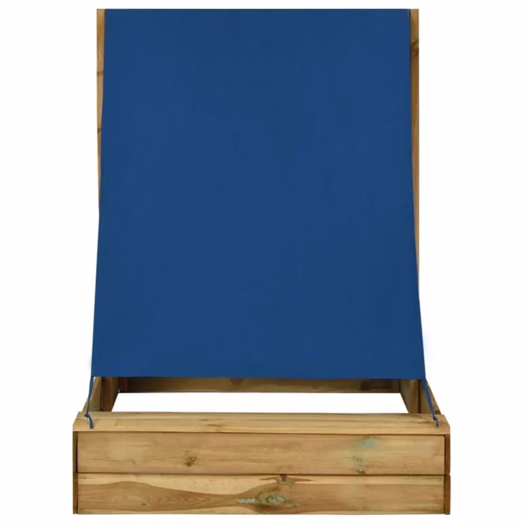 Sabbiera con tetto in legno di pino impregnato marrone e blu L/P/H: 160 x 100 x 133 cm – 2