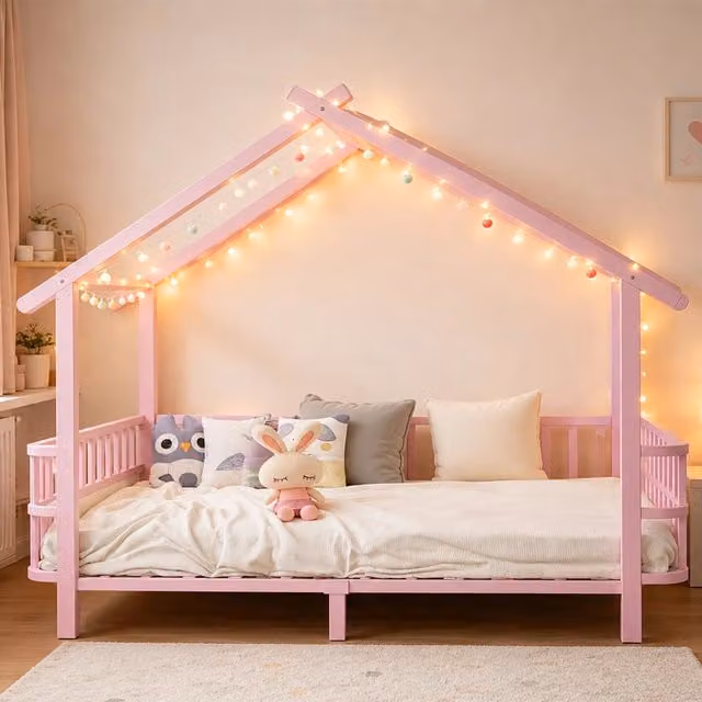 letto per bambini in metallo rosa 90 x 200 cm