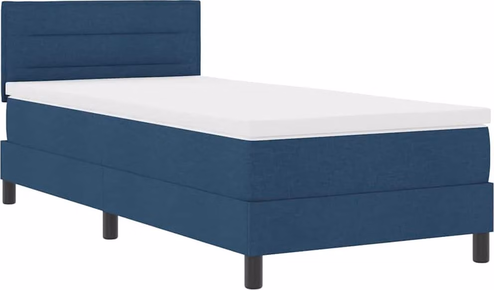 Letto boxspring vidaXL con strisce luminose a LED blu, 90 x 190 cm, rivestimento in tessuto