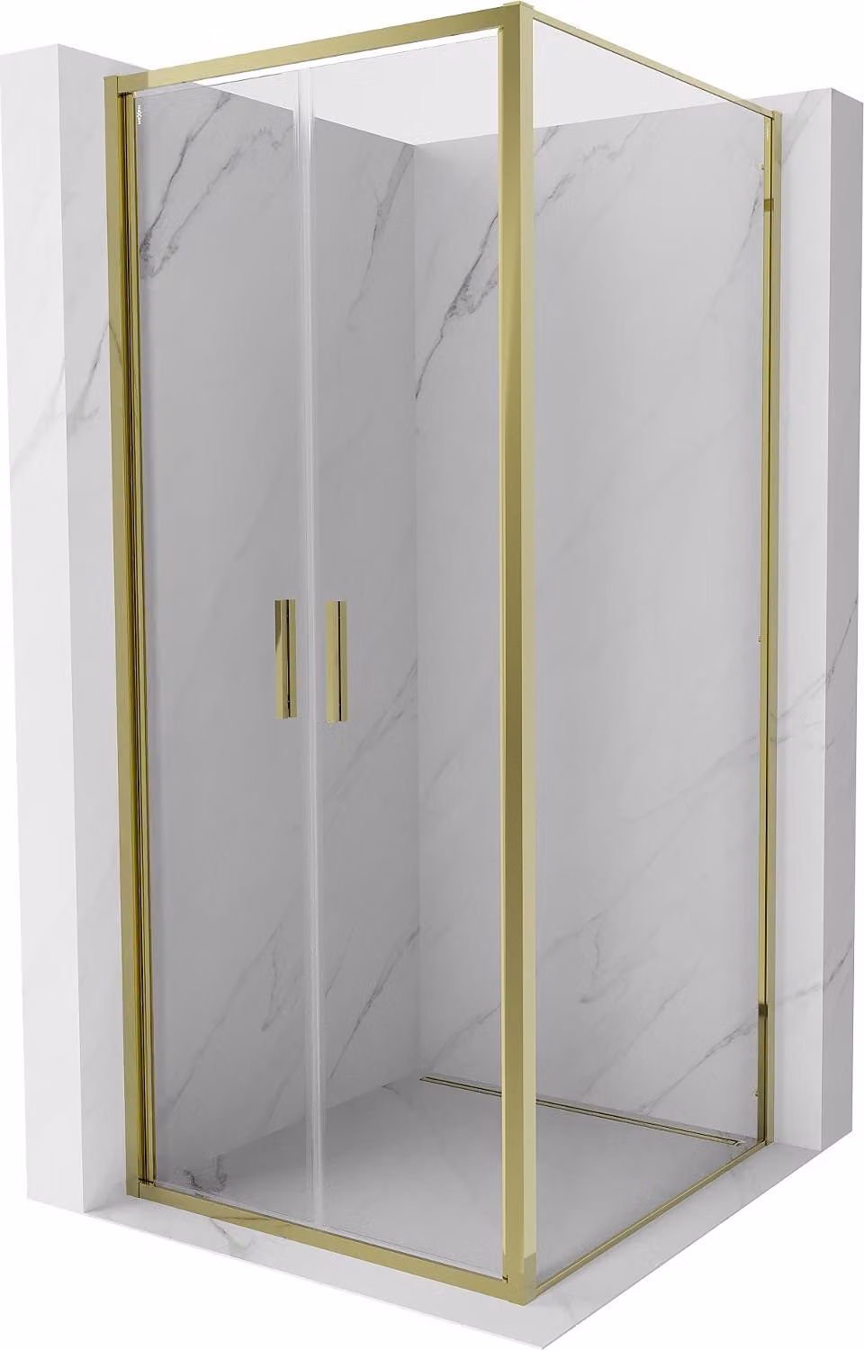 Mexen Exo cabina doccia battente 70 x 70 cm, trasparente, oro - 814-070-070-50-00