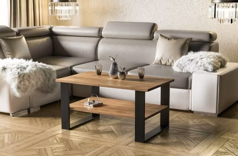 Tavolino da salotto Endo-Möbel Inga 110x65x53 cm con base a slitta e ripiano (rovere Craft)