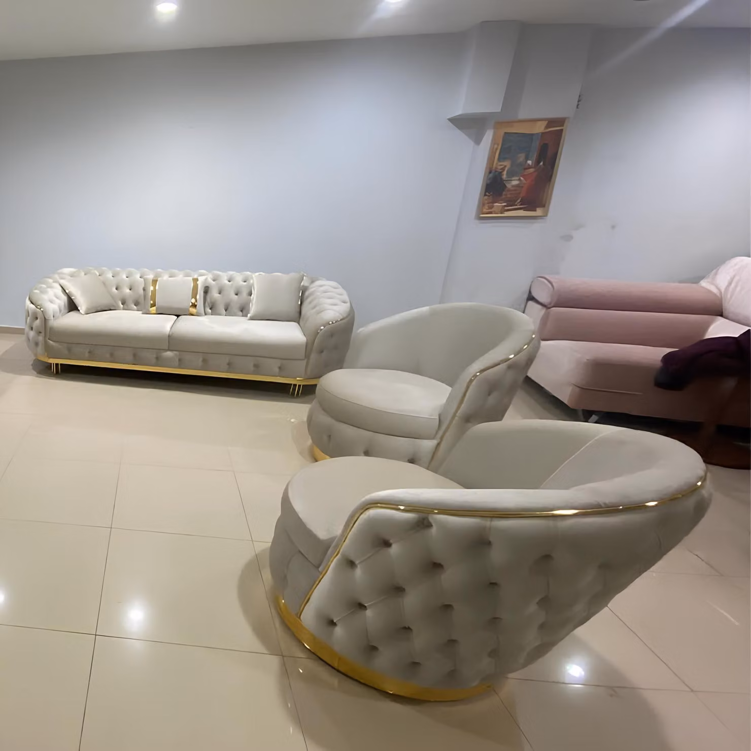 Designer Wohnzimmer Set Besteht aus 3-Sitzer Sofa und 2x Sessel 3tlg.