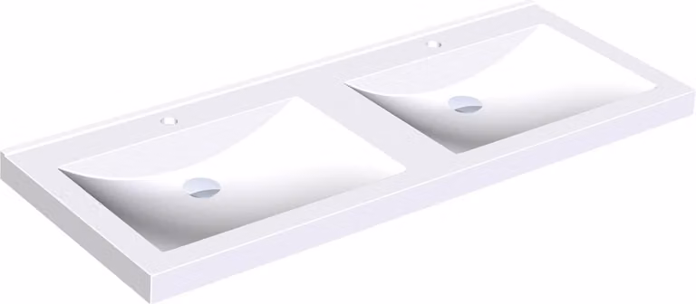 KWC AR lavabo doppio, QUADRO, MIRANIT, 1400x125x530 mm, bacino rettangolare