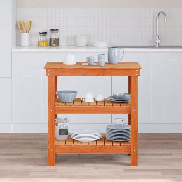 Banco da lavoro vidaXL in legno di pino marrone L: 78,5 cm, P: 50 cm, H: 80 cm
