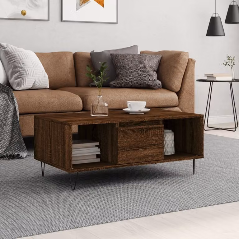Maison Exclusive - Tavolino marrone effetto rovere 90x50x36,5 cm Materiale ligneo