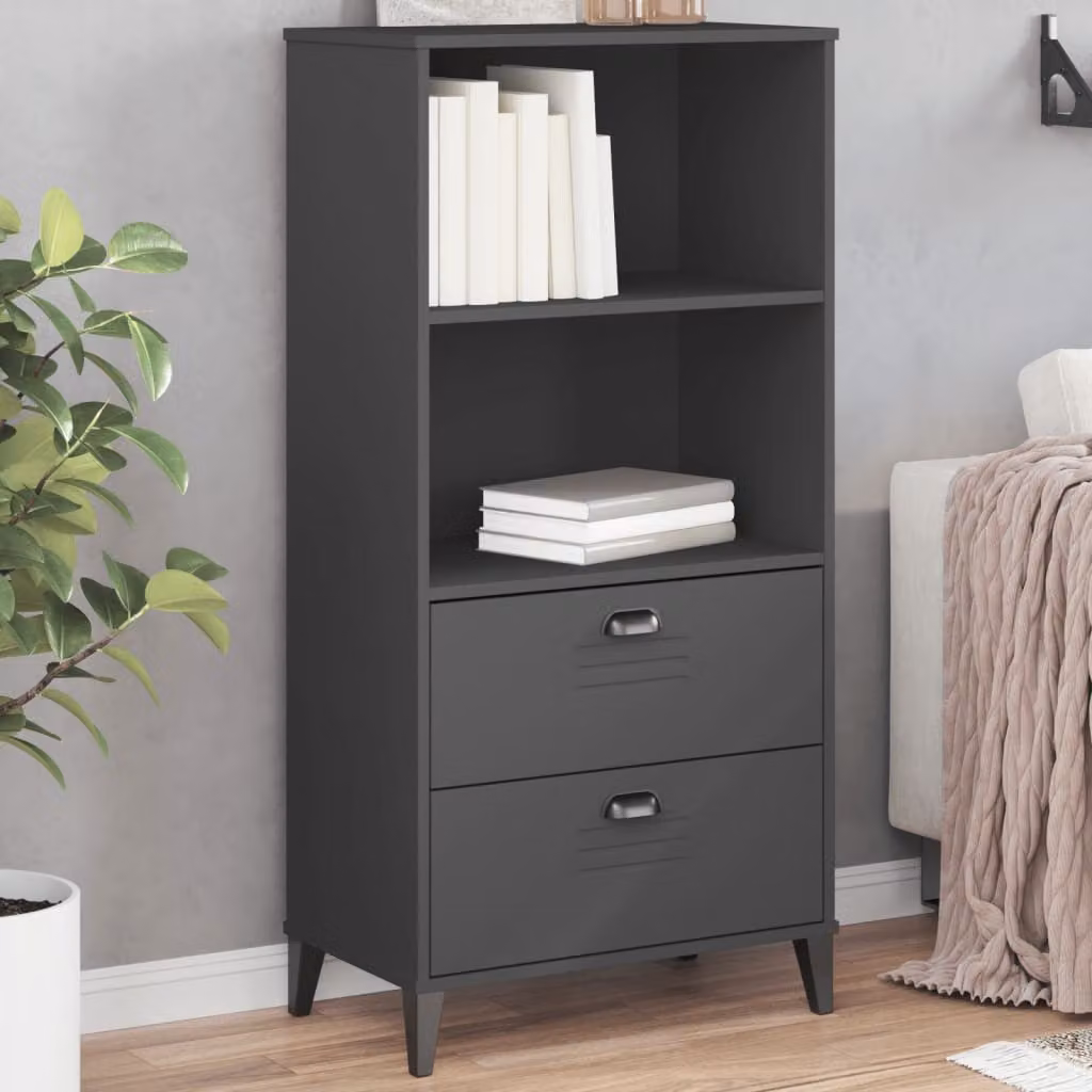 Libreria vidaXL VIKEN in stile industriale, colore Grigio Antracite, in legno e MDF, con pannello posteriore, L 60 cm x P 35 cm x H 123 cm