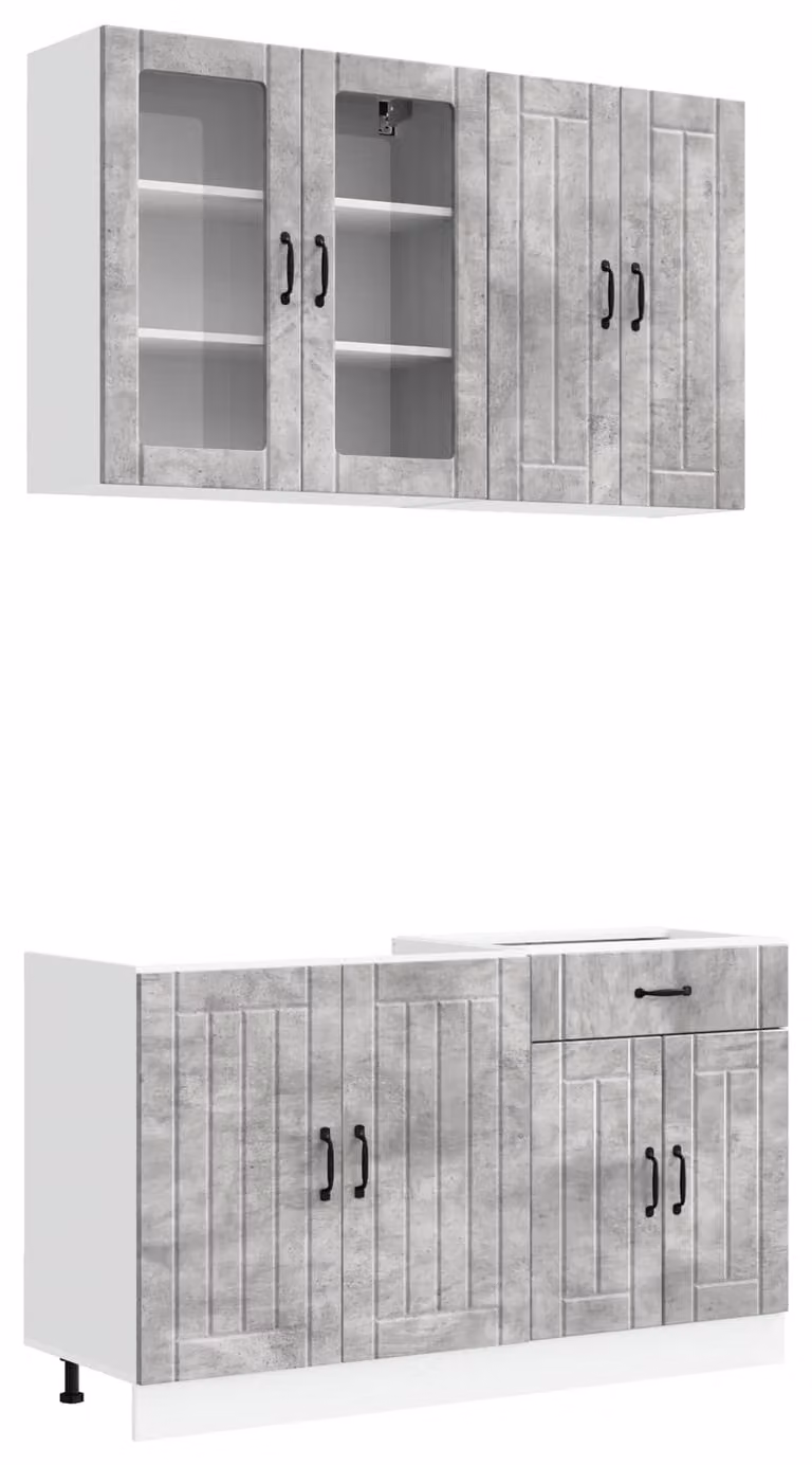Set da cucina LUCCA, 4 pezzi, colore grigio cemento, materiale: legno composito