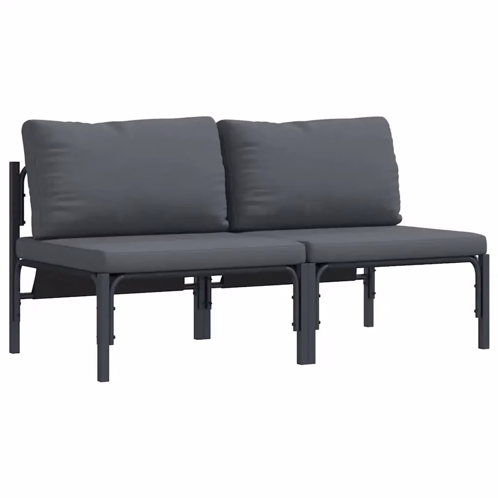 Set di mobili da esterno vidaXL composto da 2 pezzi con divano a L, colore antracite, in acciaio verniciato e tessuto, L/P/H: 80 x 80 x 71 cm – 2