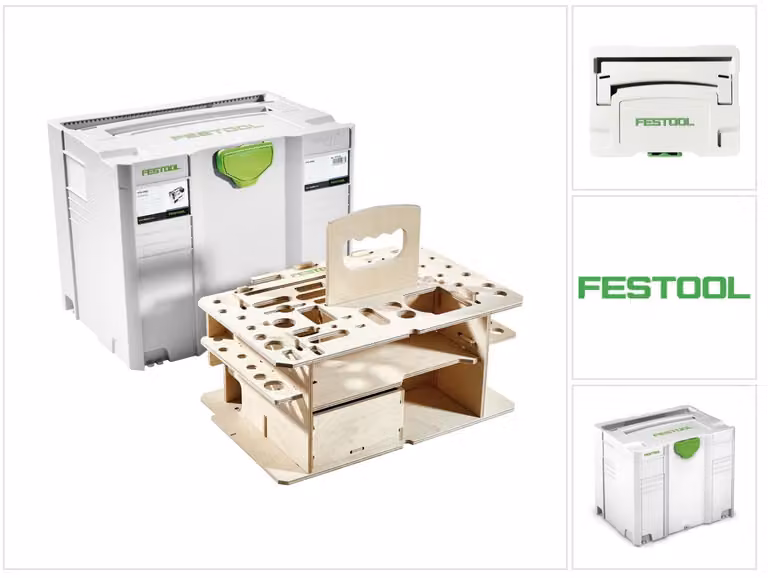 Festool SYSTAINER SYS 4 T-LOC SYS-HWZ Cassetta portautensili ( 497658 ) grigio chiaro accoppiabile con inserto in legno