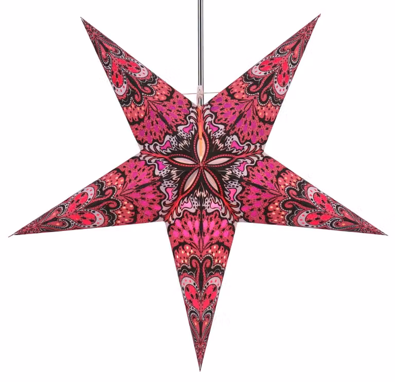 Stella di carta pieghevole illuminata, 60 cm, multicolore, Nestor, rosa/viola