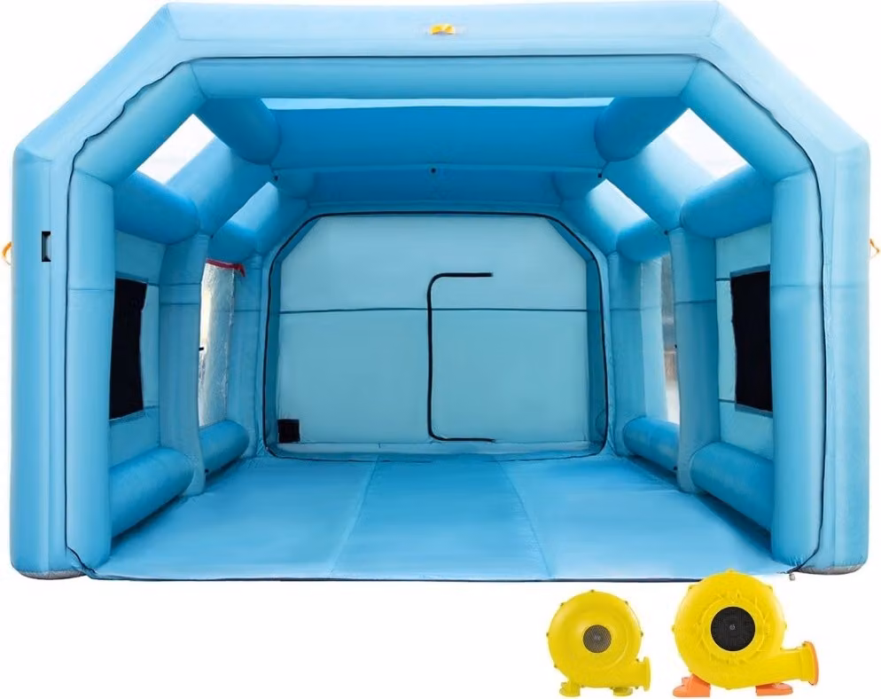 Cabina di verniciatura paradisiaca - Tenda gonfiabile per verniciatura auto 23x13x8ft, con sistema di filtraggio e 2 soffianti
