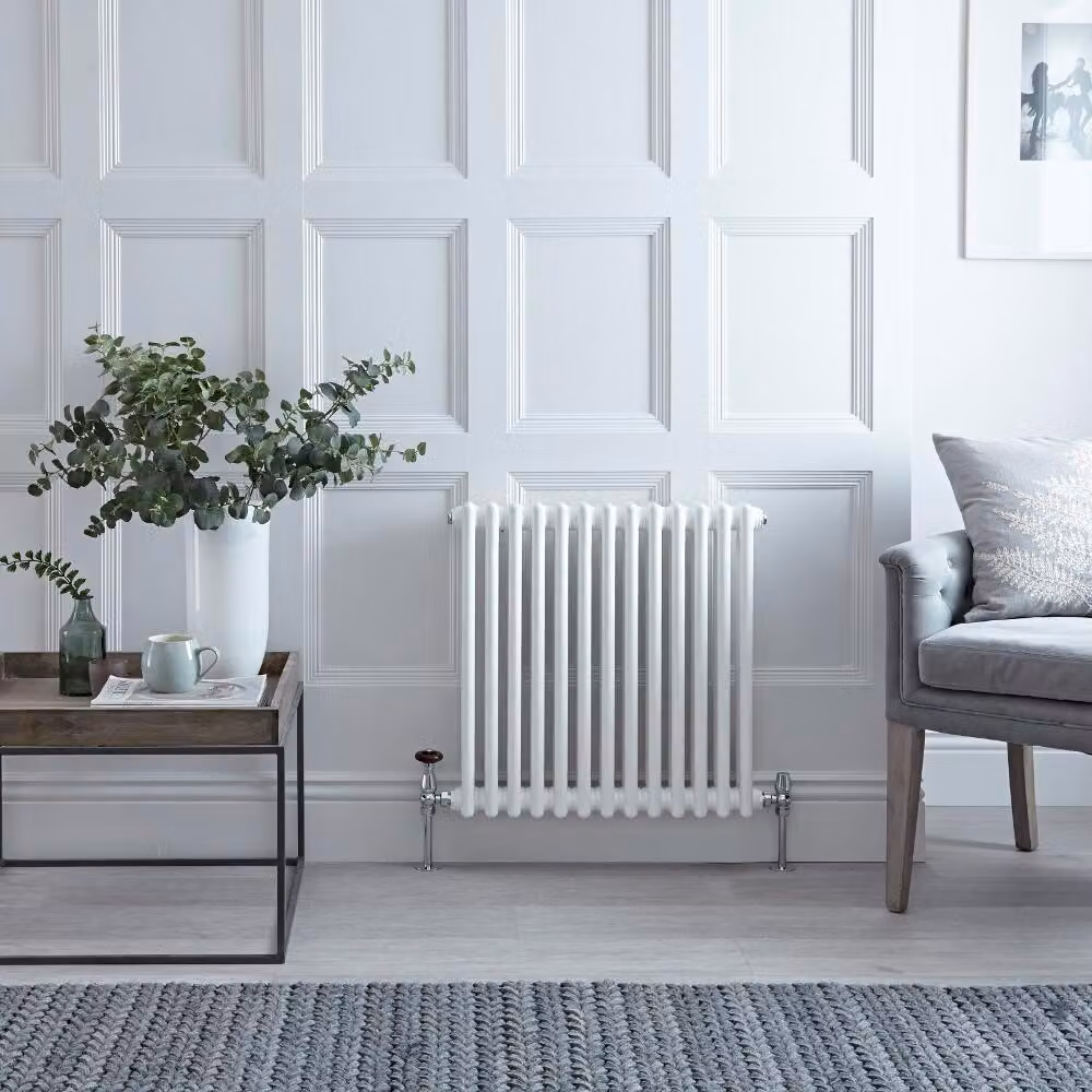 Radiatore Verticale Bianco in Stile Ghisa - 600 x 605 x 68mm - 580W - Regent