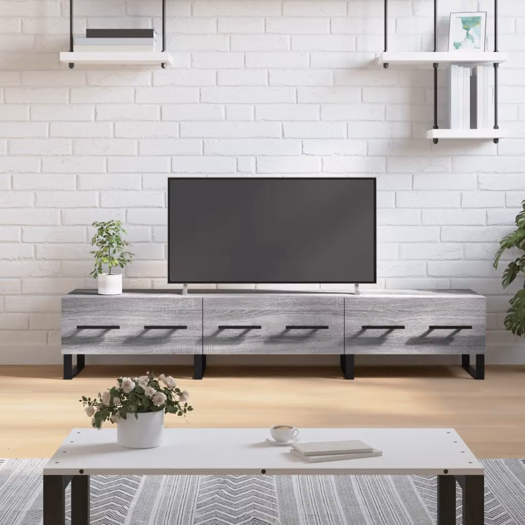 vidaXL Mobile Porta TV Grigio Sonoma in Legno Multistrato, L: 150 cm, P: 36 cm, H: 30 cm