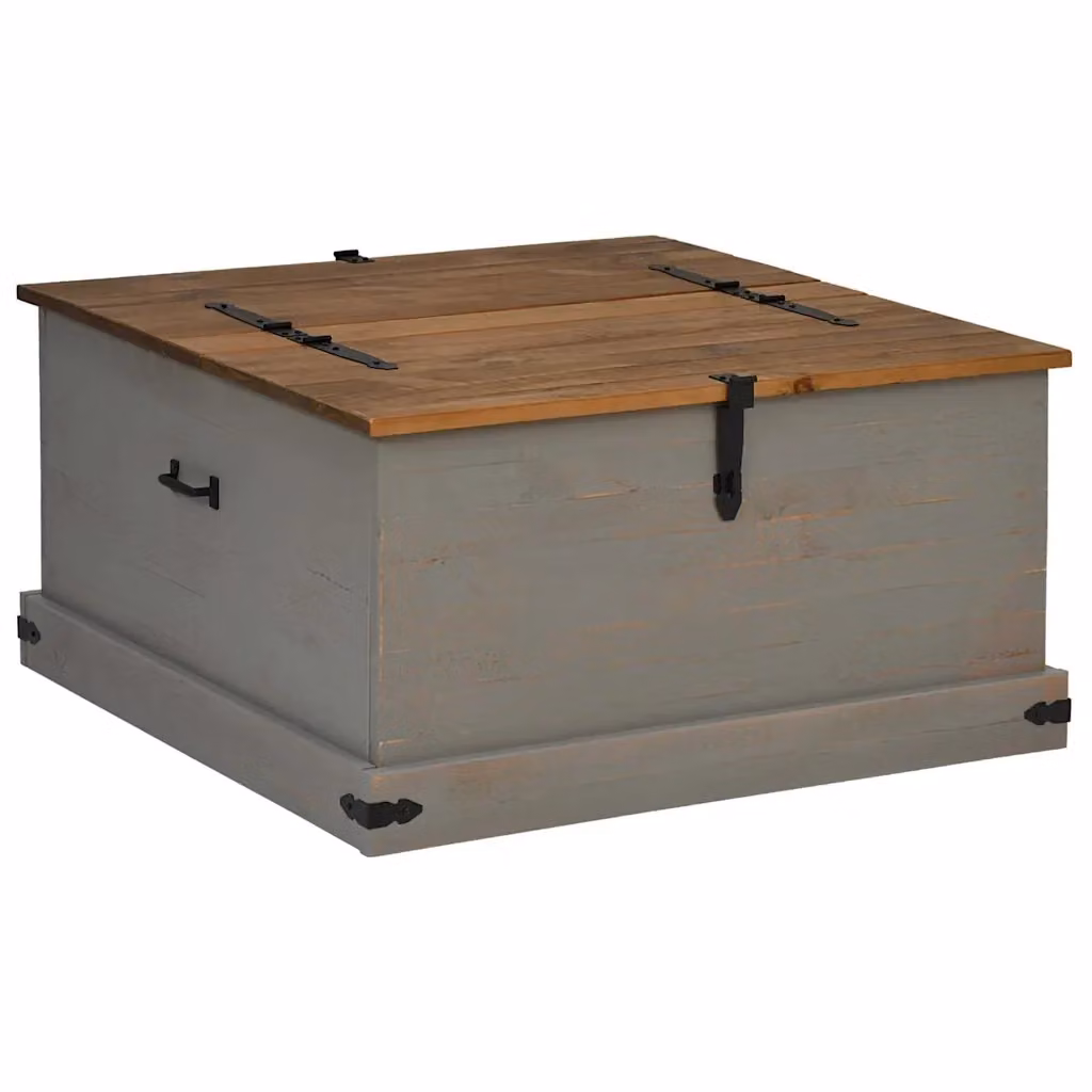 Cassapanca contenitore HALDEN Design Mania in legno massello di pino grigio L: 91 cm, P: 91 cm, H: 47 cm – 2