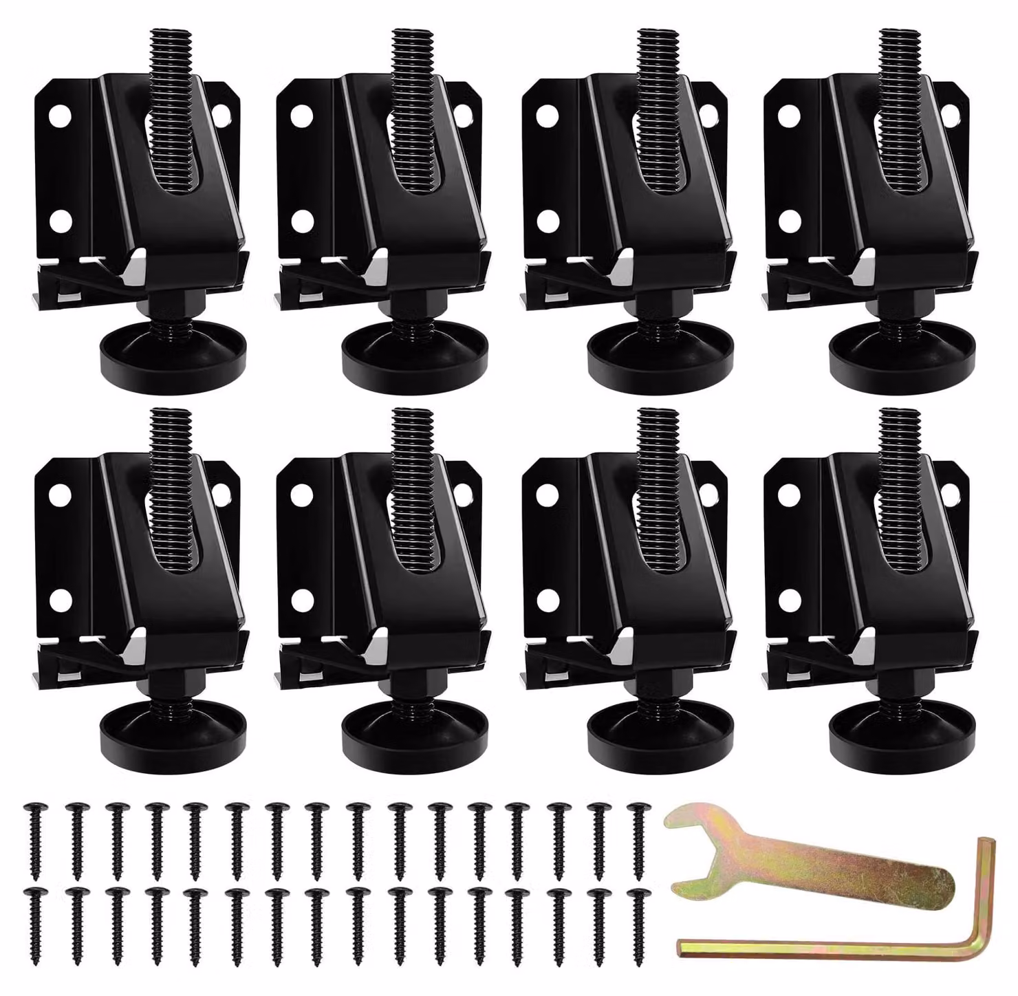 Set di 8 piedini regolabili per livellamento - Resistenti - Piedini per mobili - Regolabili - Acciaio con rivestimento resistente - Capacità di carico totale: 400 kg (880 lbs)