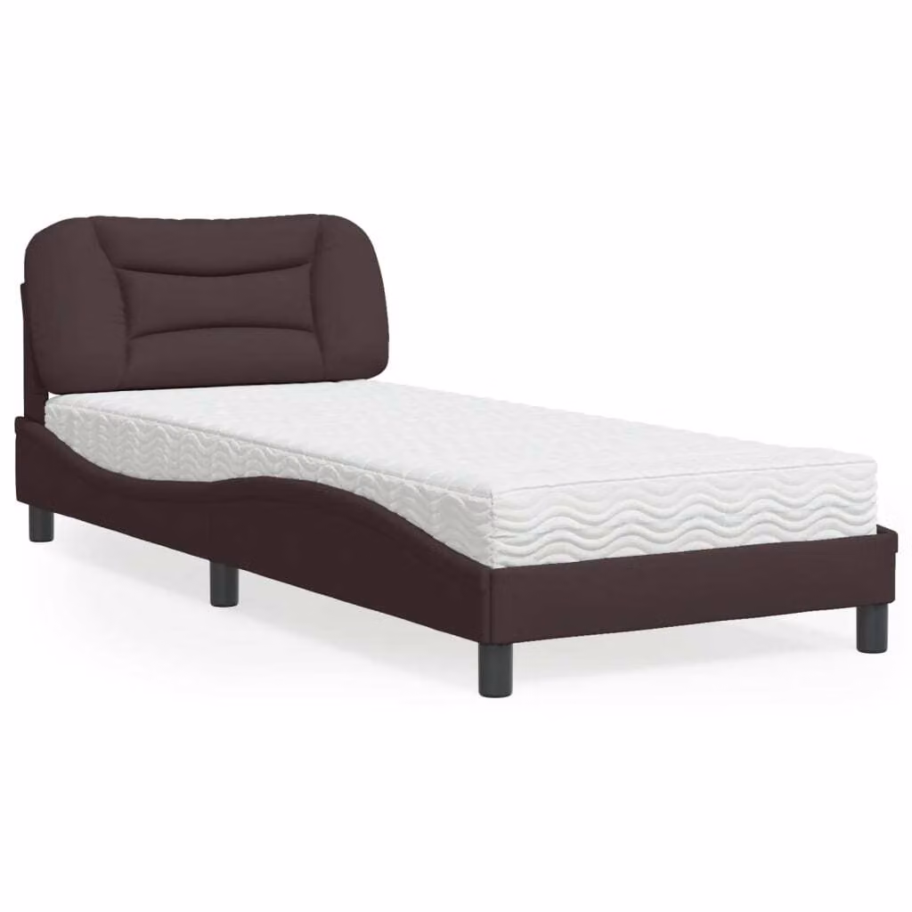 Letto con Materasso Hvar Marrone Scuro 80x200 cm in Tessuto