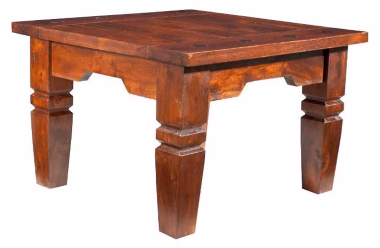 MASSIVMOEBEL24 | tavolino da salotto in legno di Acacia 60x60x40 nougat laccato OXFORD #426