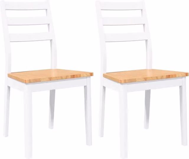 Set di 2 sedie da pranzo in legno di Hevea bianco in stile scandinavo