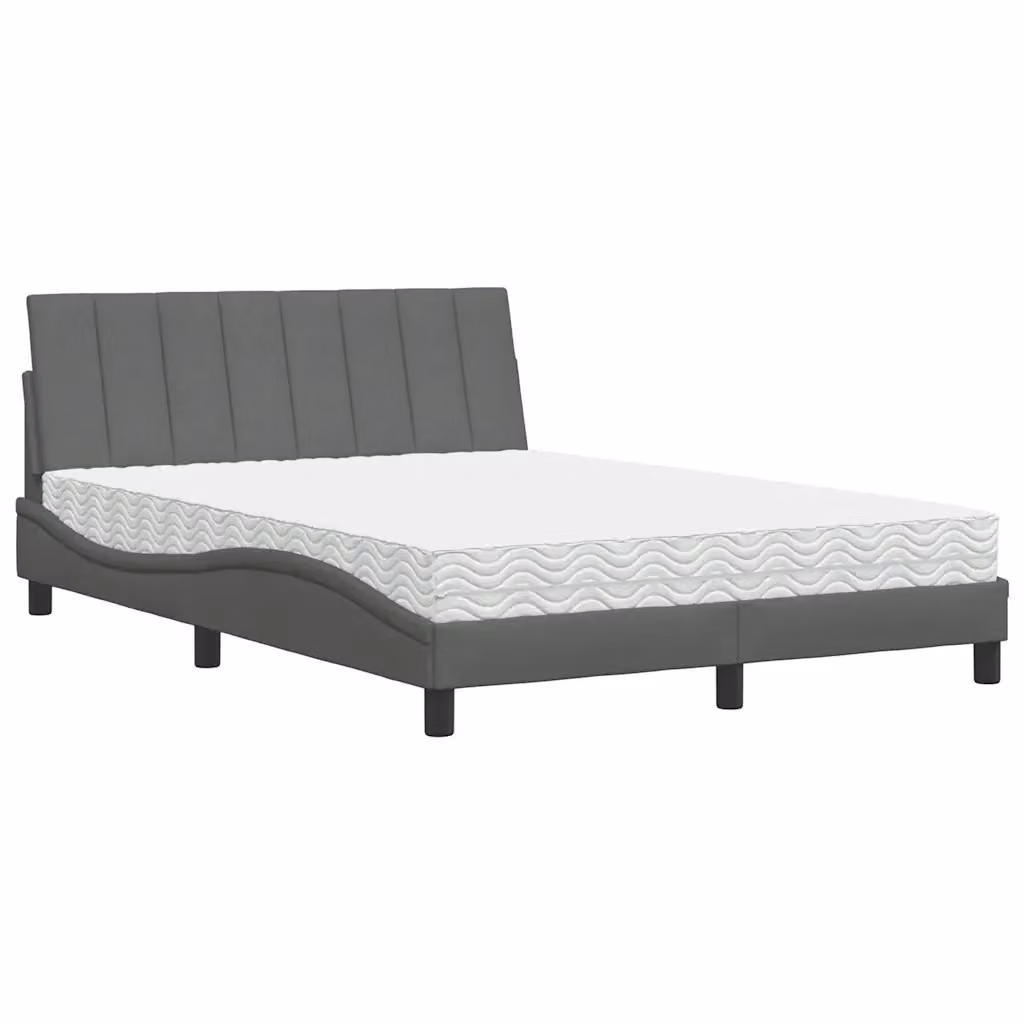 Letto con Materasso Hanko vidaXL Grigio e Bianco L/P/H: 140 x 200 cm – 2