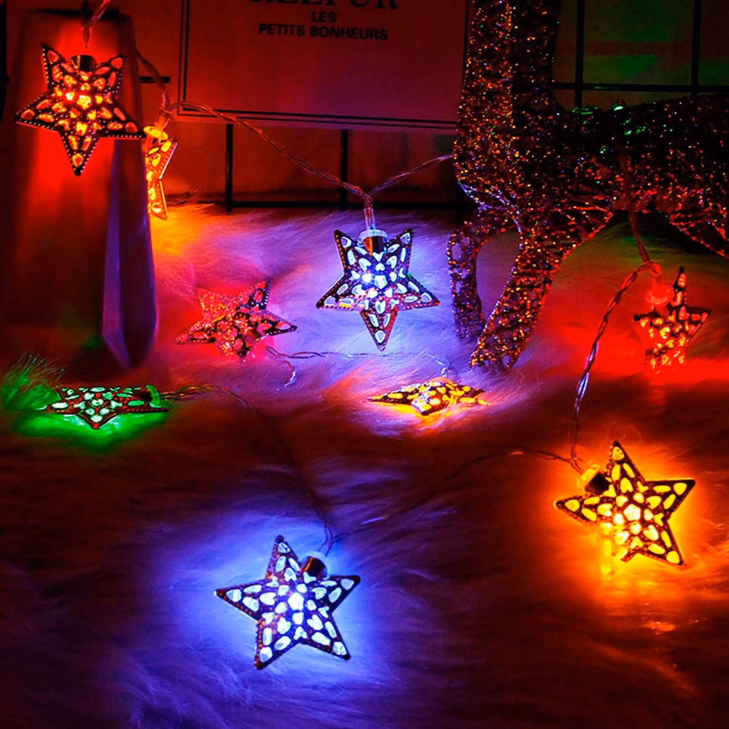 Catena luminosa solare, 20 LED, metallo, 8 modalità, multicolore