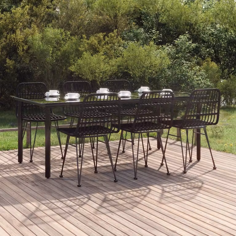Maison Exclusive - Set da pranzo da giardino 7 pezzi in polyrattan nero