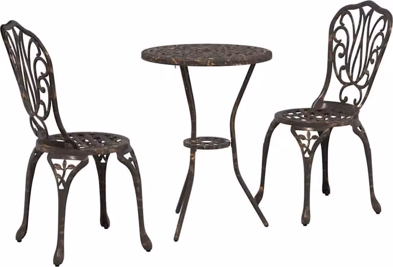 Set Bistro da Giardino 3 pcs Bronzo Alluminio