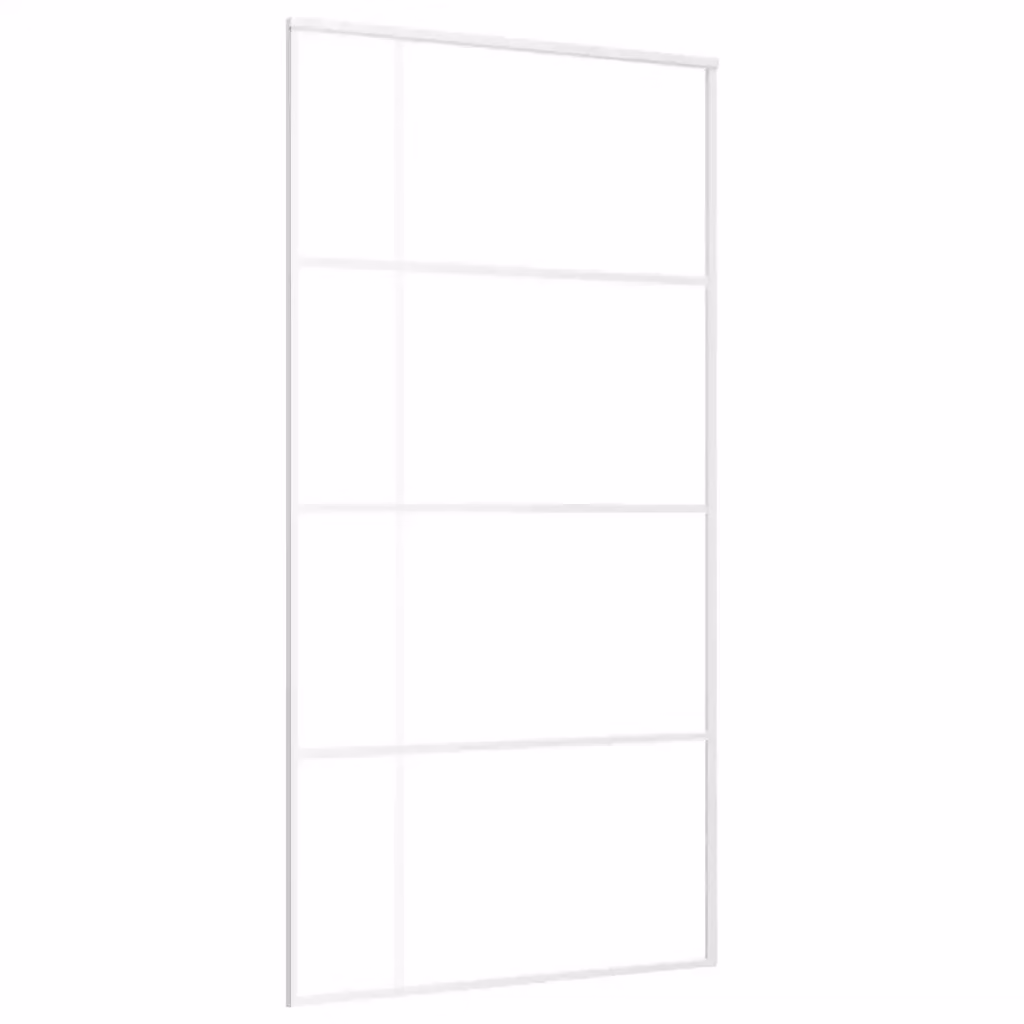 Porta Scorrevole Moderna vidaXL in Vetro e Alluminio Bianca L: 102,5 cm, H: 205 cm – 2