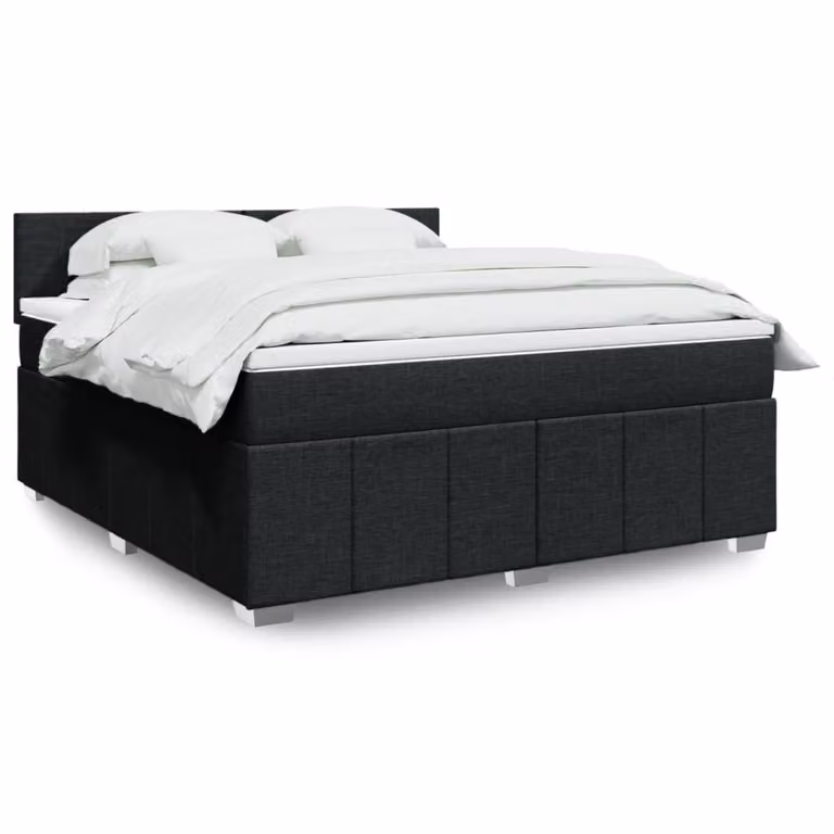 vidaXL Giroletto a Molle con Materasso in Tessuto Nero L/P/H: 180 x 200 x 100,5 cm