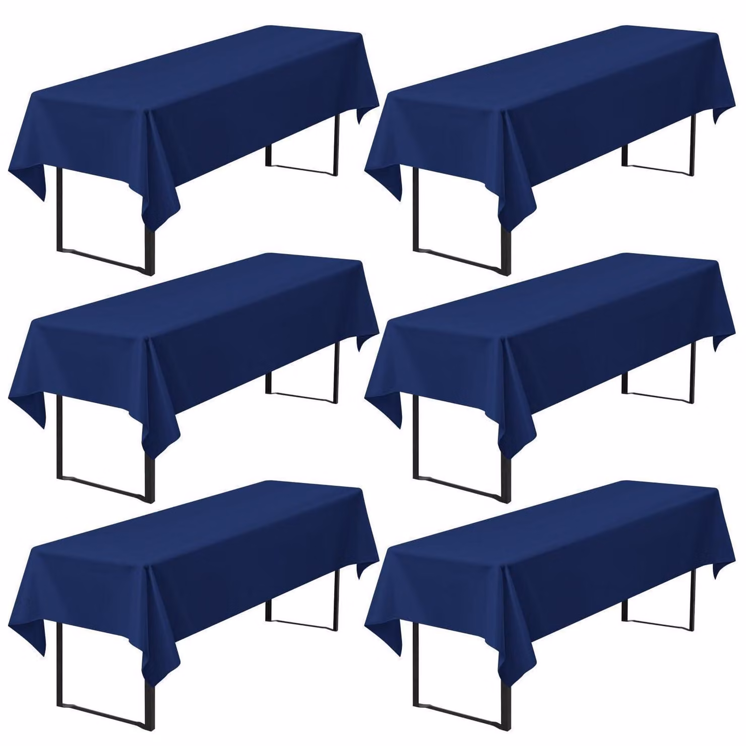 Tovaglia blu navy da 260 x 110 cm, confezione da 6, in poliestere, rettangolare, ideale per tavoli da birreria