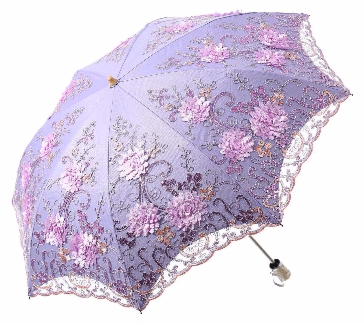 Ombrello pieghevole da donna, colore viola, diametro 85 cm, protezione UV, fattore di protezione solare (SPF) 50+, pieghevole 2 volte