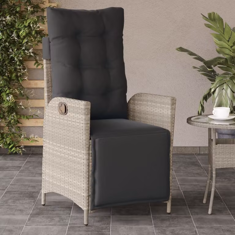 Sedia reclinabile da giardino con poggiapiedi vidaXL in polyrattan e metallo colore grigio antracite