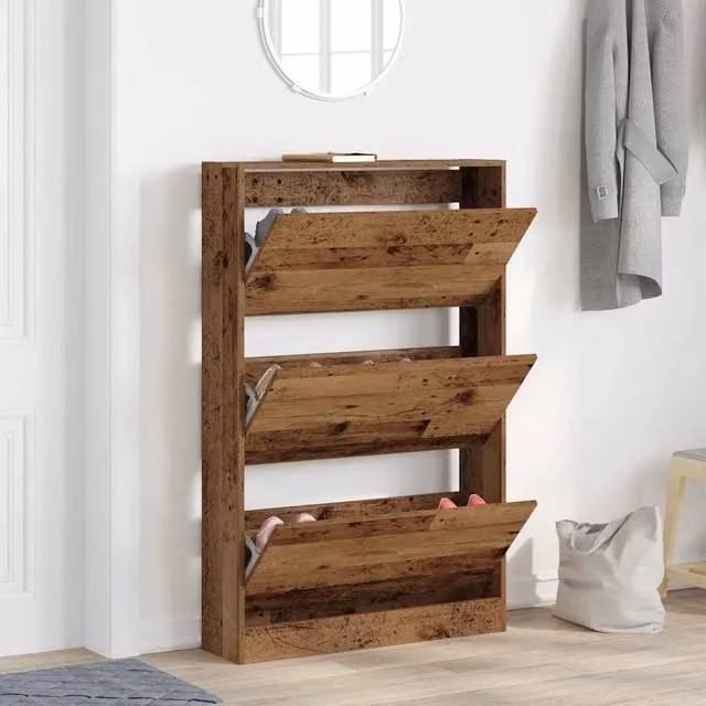 Mobile porta scarpe moderno vidaXL in legno marrone L: 80 cm, P: 21 cm, H: 125,5 cm