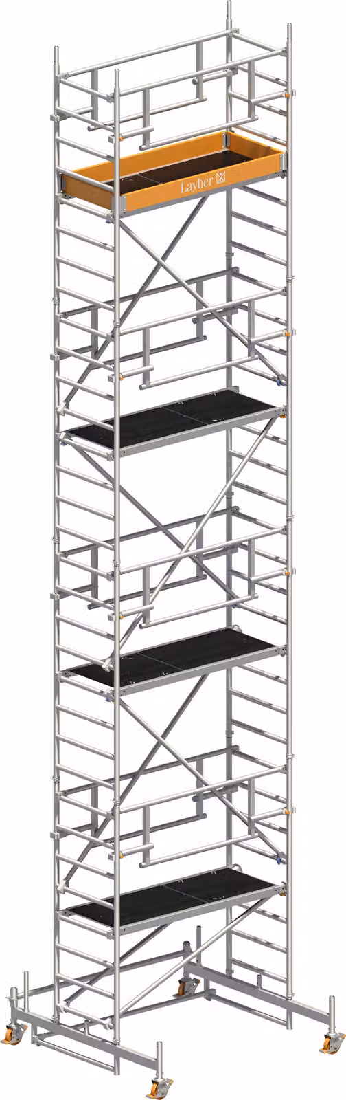 Ponteggio mobile Layher Uni Leicht P2 Safety Plus con doppia ringhiera 9,26 m AH