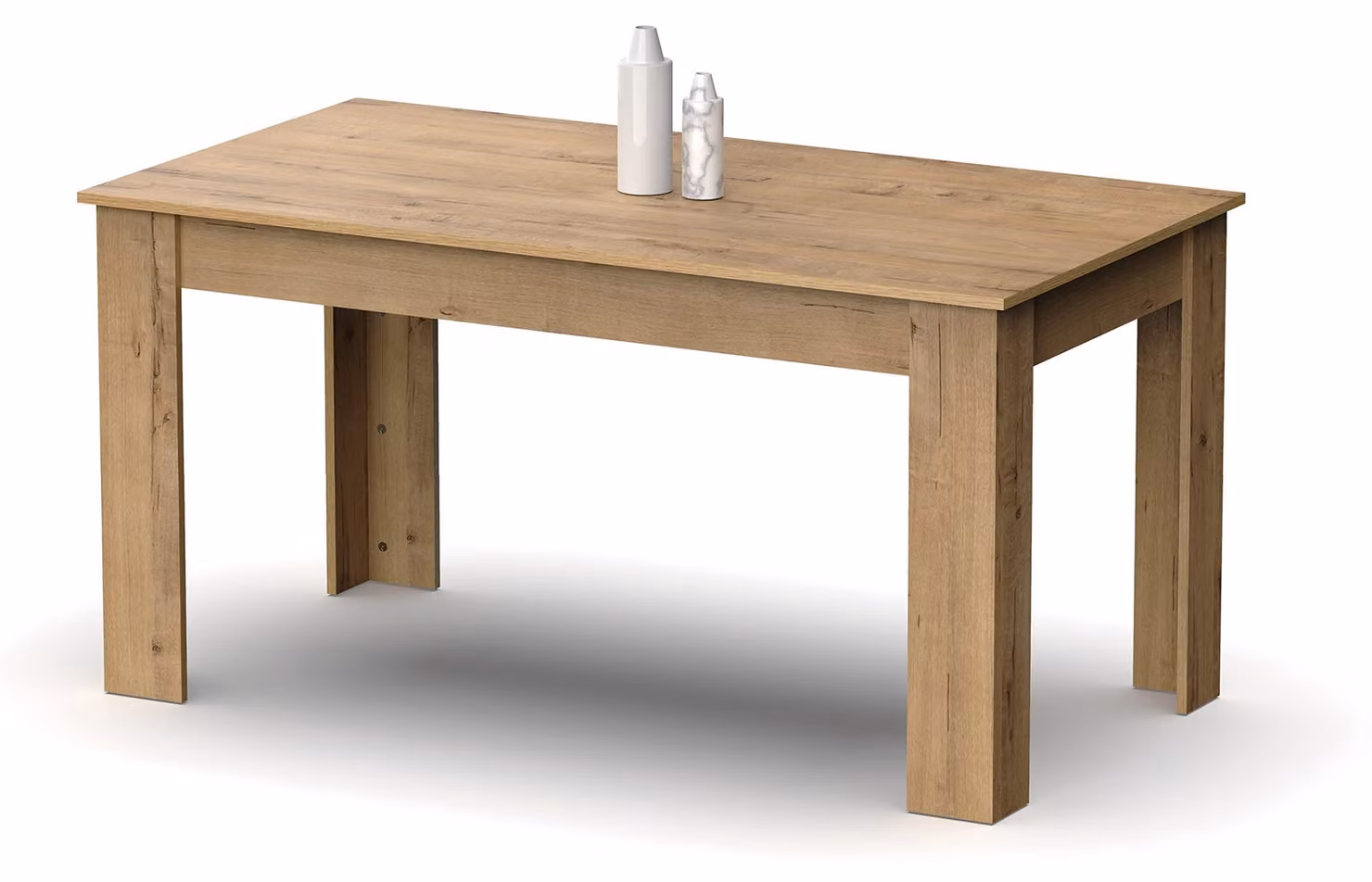 Tavolo da pranzo rettangolare, dimensioni 140x80 cm, finitura rovere dorato, per 6 persone