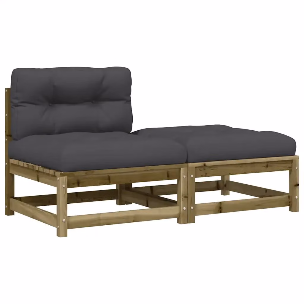 Divano da giardino Design Mania in legno di pino con cuscini e poggiapiedi coordinato, colore grigio antracite, L: 140 cm, P: 70 cm, H: 67 cm – 2