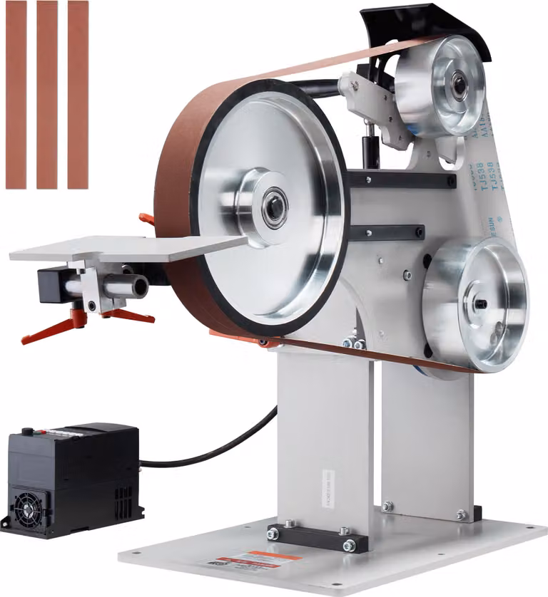 Smerigliatrice a nastro SucceBuy, lucidatrice a nastro da 72 x 2 pollici con velocità variabile e VFD, affilacoltelli da 1500 W con 3 stampi di affilatura