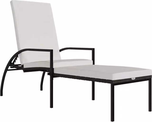 Lettino prendisole da esterno Outsunny in polyrattan marrone con poggiapiedi e schienale regolabile