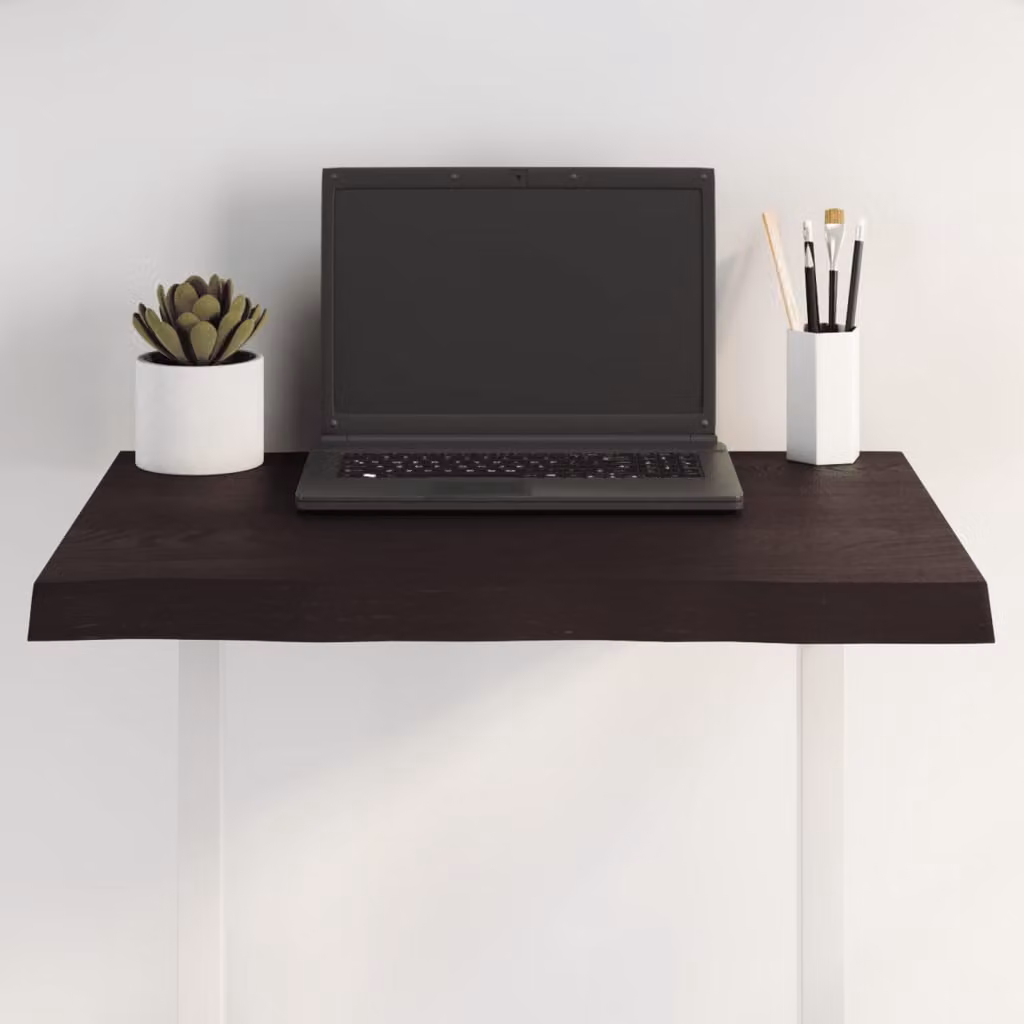 Piano Tavolo vidaXL in Rovere Non Trattato Marrone Scuro L: 60 cm, P: 60 cm, H: 2-4 cm