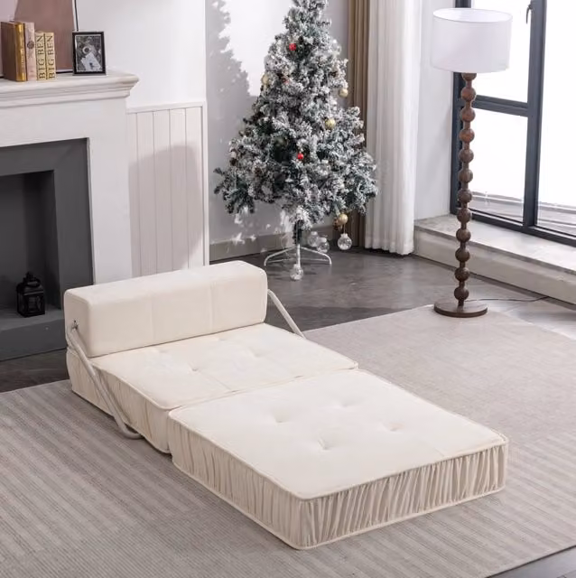 Divano letto pieghevole modulare MODFU in tessuto bianco per soggiorno e camera da letto L: 186 cm, P: 93 cm